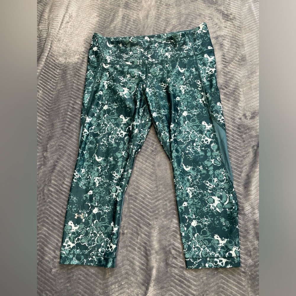 Under Armour Teal Print Compression Crop Legging XL